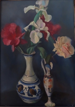 Jerzy Janisch (1901-1962), Martwa natura z kwiatami, 1927, olej, dykta, 46 x 35 cm, depozyt oddziału Kamienica Celejowska