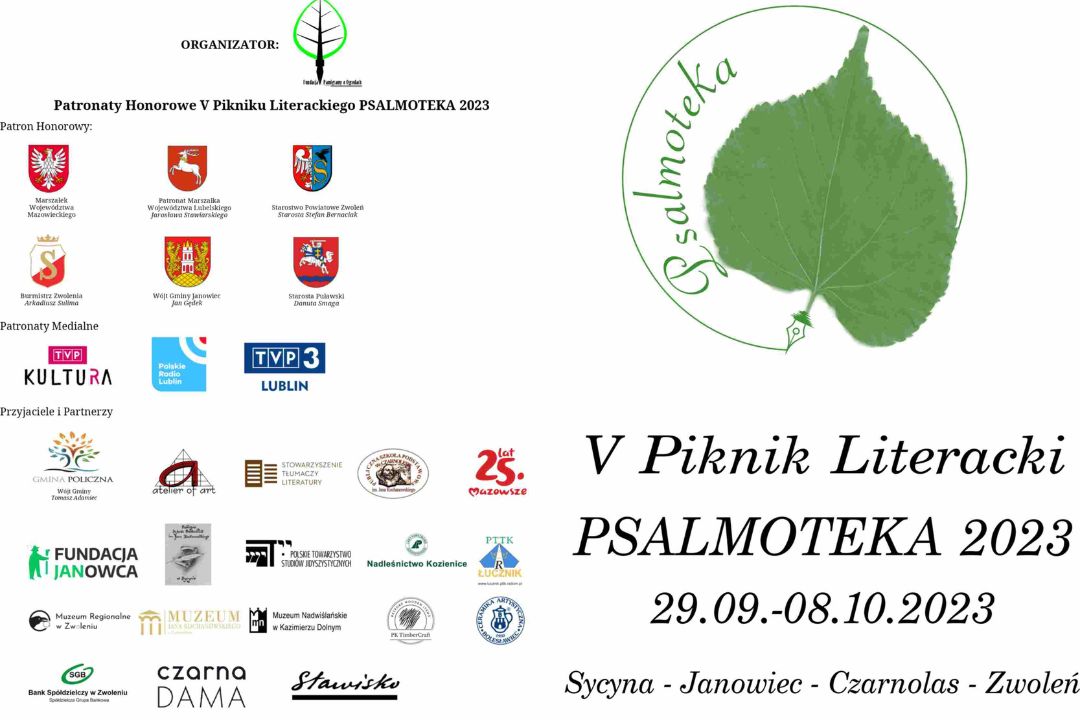 V Piknik Literacki PSALMOTEKA 2023 w Janowcu | 30 września 2023 r.